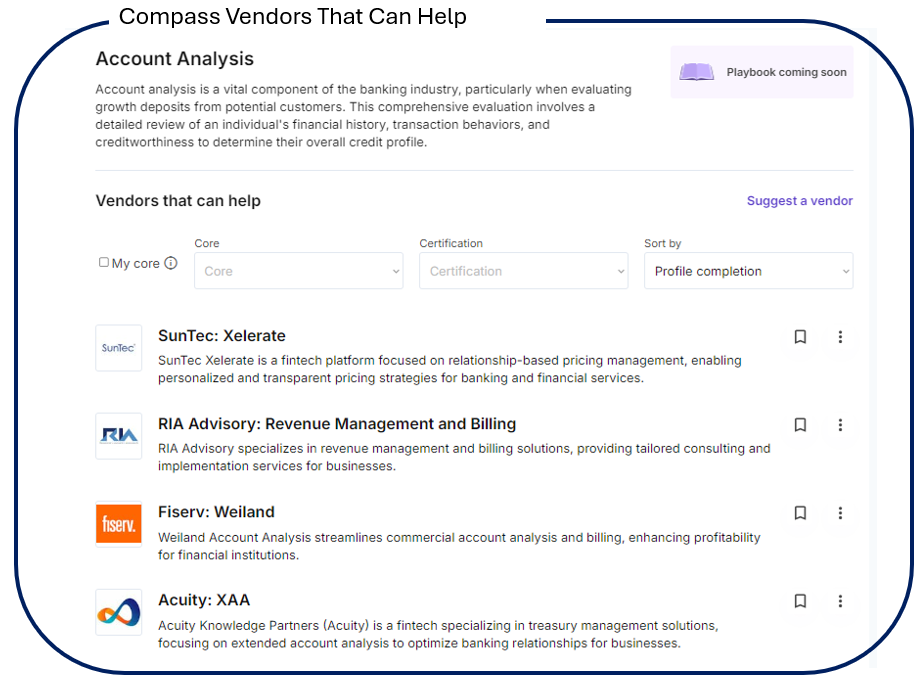 Vendors for Account Analysis